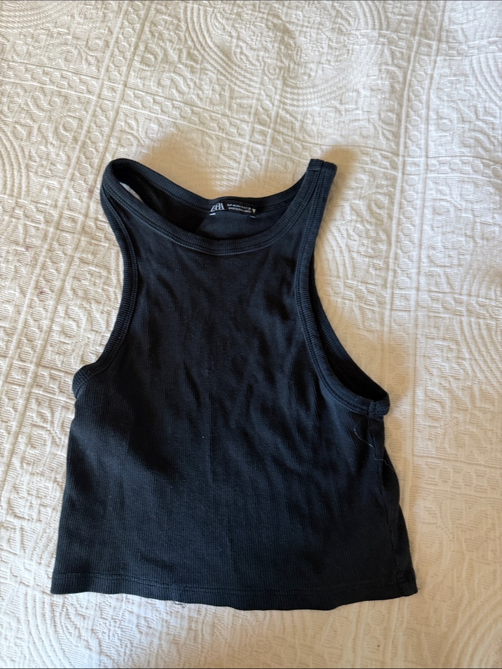 Zara Black Ribbed Sleeveless Tank